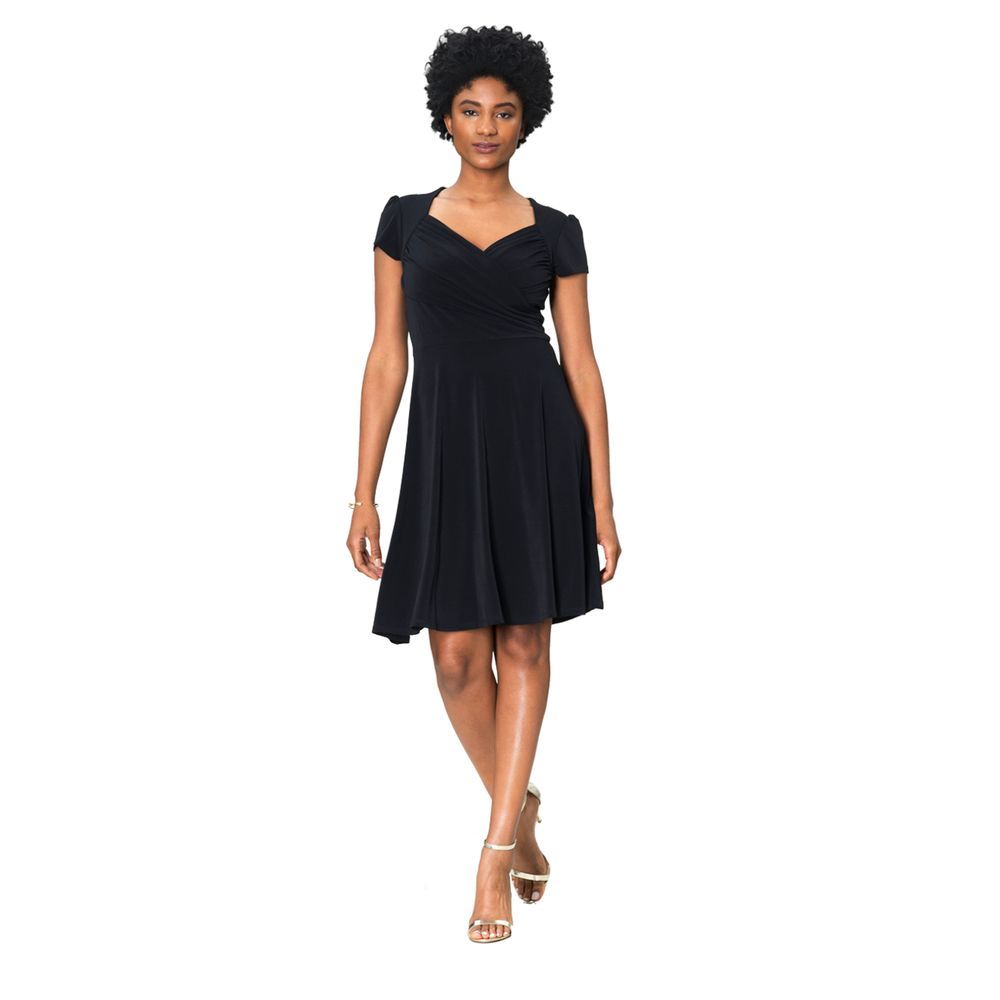Leota Sweetheart A-Line Dress in Black Crepe